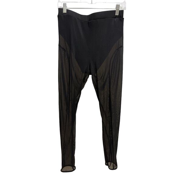 Panty lined Sheer Mesh Black Leggings - Picture 1 of 6
